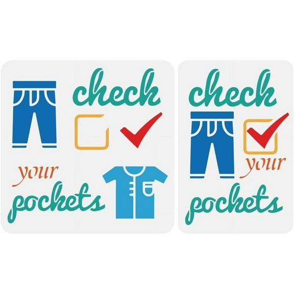 Checks Your Pockets Stencil for Painting 11.8x11.8 inch Reusable Laundry Signs Drawing Template for Painting on Wood Wall Fabric Furniture