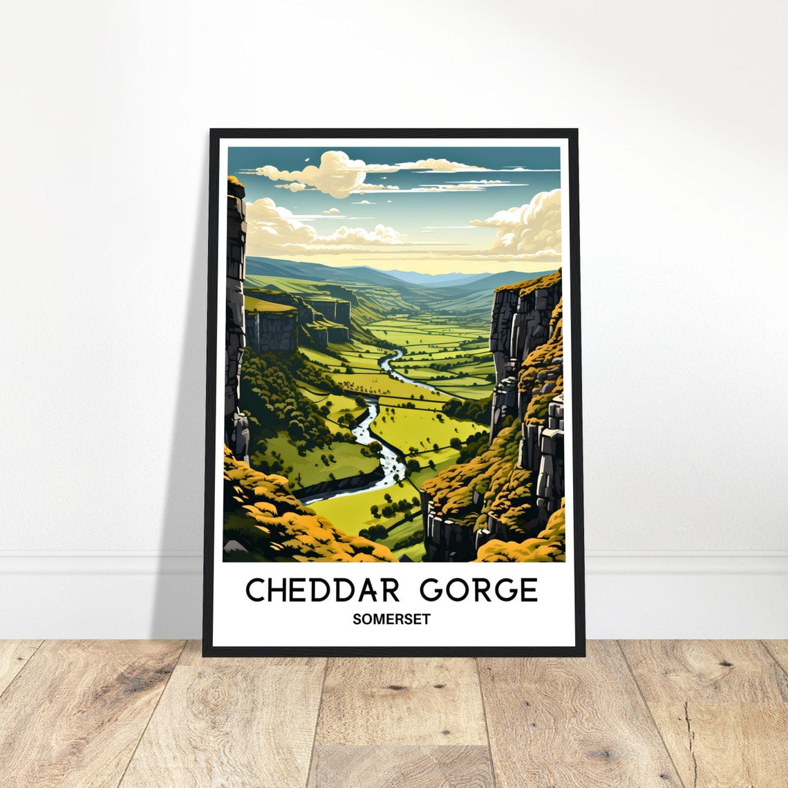 Cheddar Gorge Travel English England Somerset Illustration Wall Poster ...