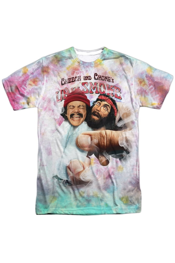 Cheech & Chong Fried Tie Dyed Mens Sublimation Polyester Shirt WHITE