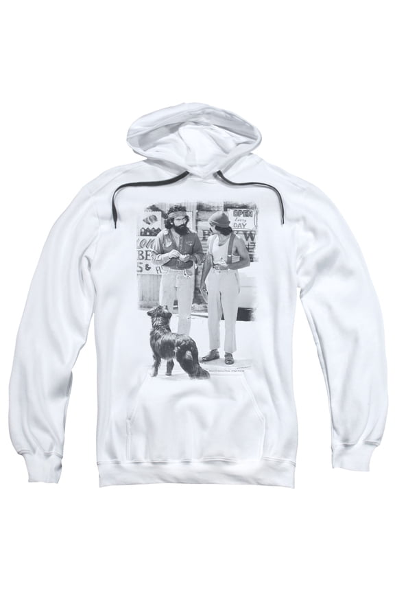 Cheech & Chong Men's  Cheeck Chong Dog Hooded Sweatshirt White