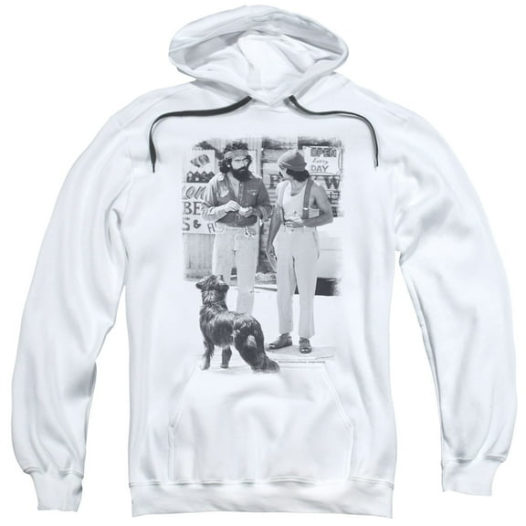 Cheech & Chong Men's Cheeck Chong Dog Hooded Sweatshirt White