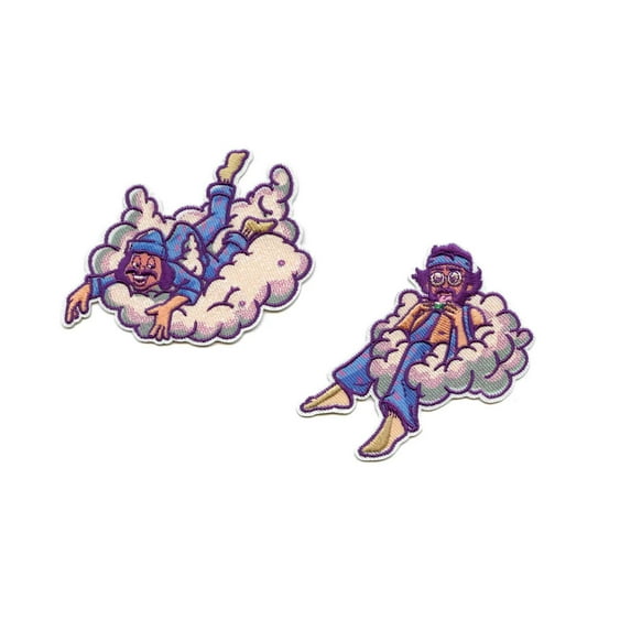 Cheech Chong On Clouds Patch SET Hippy Comedians Embroidered Iron On