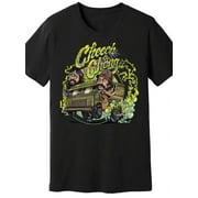 CHEECH & CHONG Cheech Chong Retro Cartoon Men's T-Shirt - Funny Riding Truck Design with Green Smoke, 100% Cotton