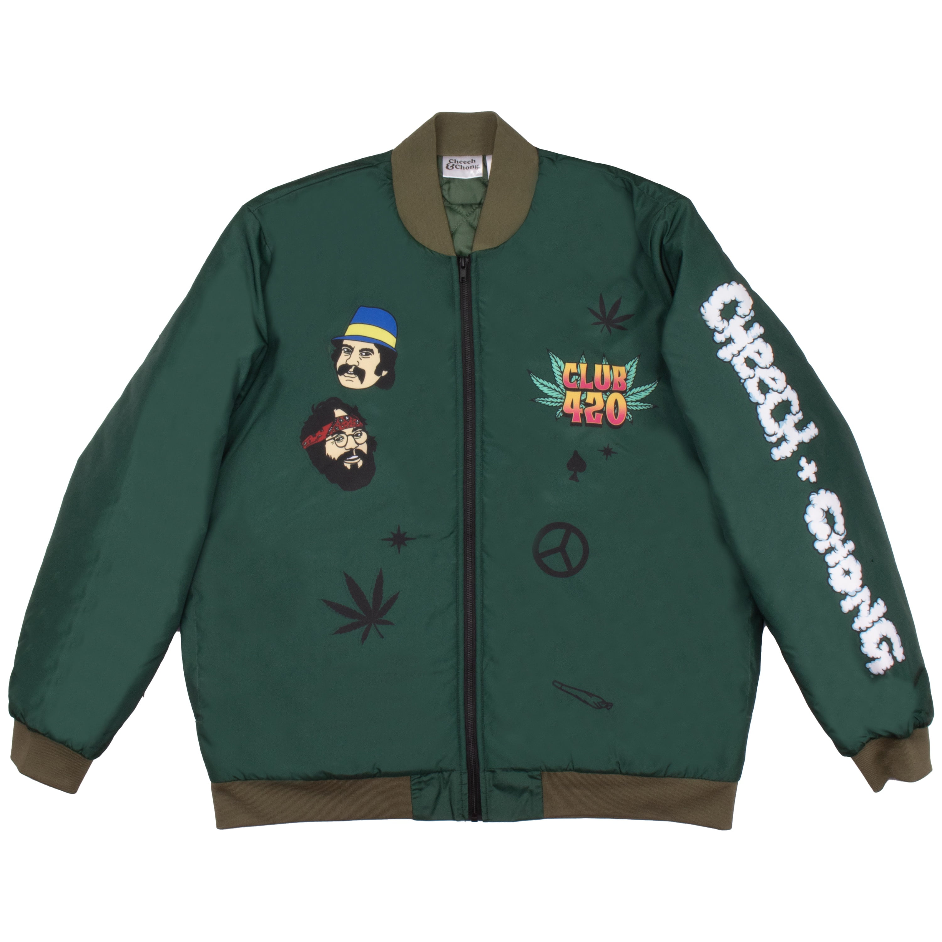 ★24-25FW新作★KIRSH★CHEEKCHECK BLOUSON JACKET Cheech and Chong Mens Zip-Up Varsity Jacket Team 420 Graphic
