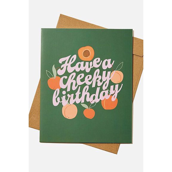 Cheeky Birthday Card – "Have a Cheeky Birthday" Design with Fruit Graphics – Eco-Friendly Materials – Perfect for Celebrations, Friends, and Family