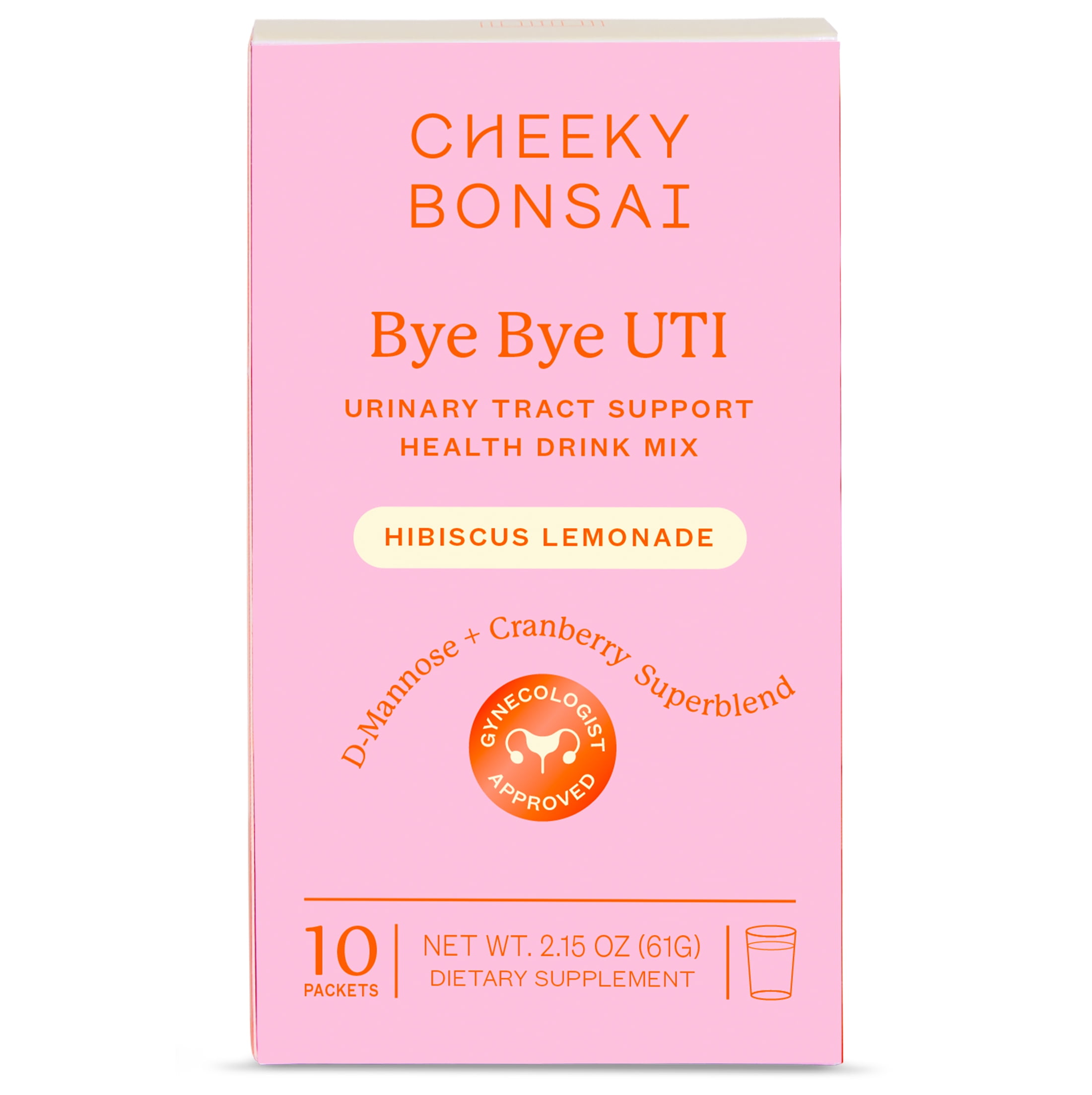 Cheeky Bonsai Bye Bye UTI Hibiscus Lemonade Powdered Drink Mix, 10 Count