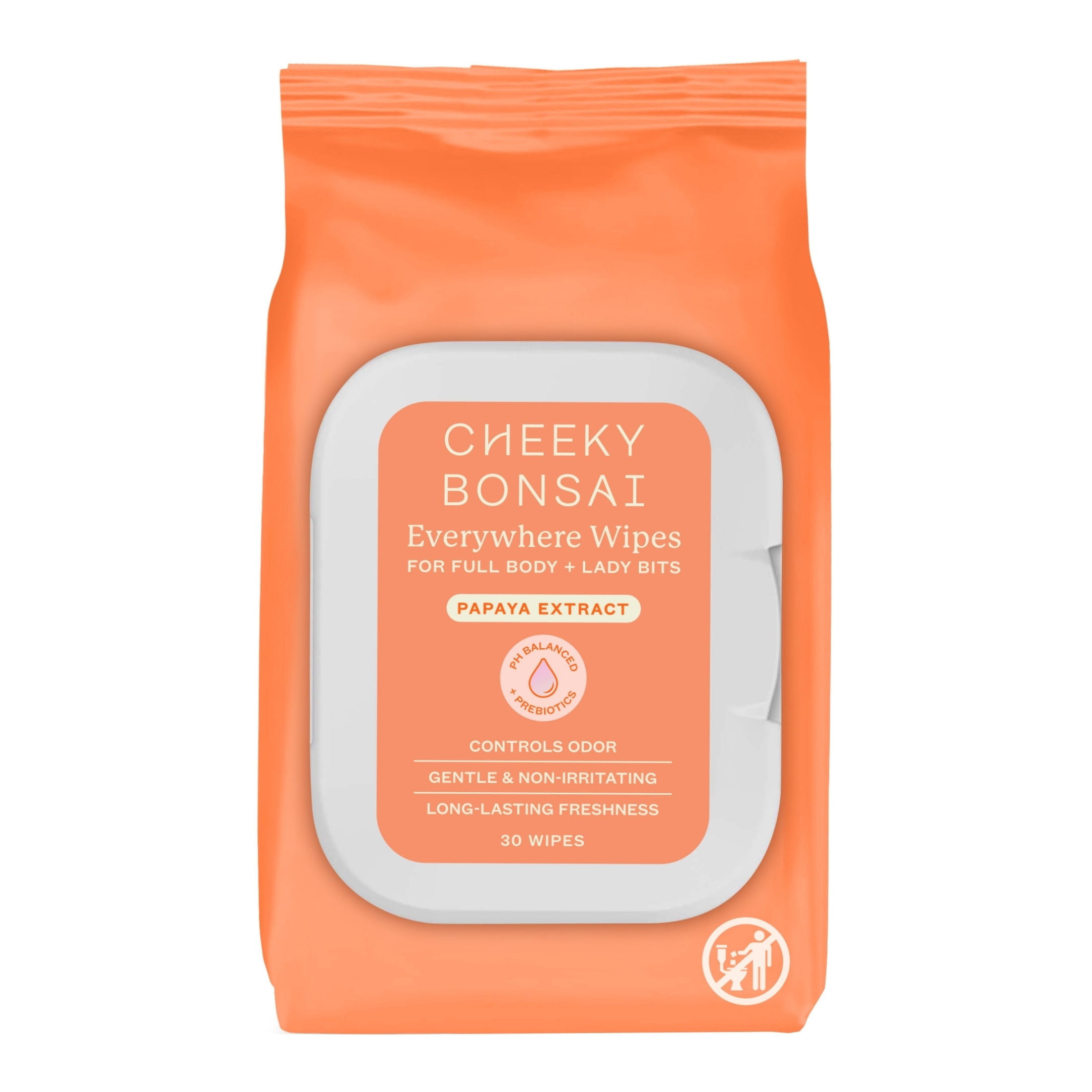Cheeky Bonsai Everywhere Wipes, Papaya Extract, 30 Wipes, 1 Pack