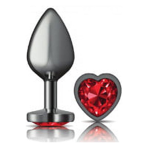 Cheeky Charms Heart Deep Red Medium Gunmetal Butt Plug