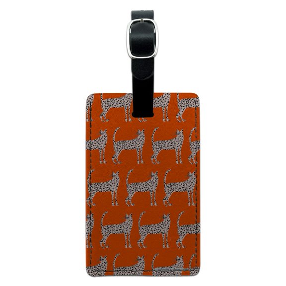 Cheeky Cheetahs Rectangle Leather Luggage Card Suitcase Carry-On ID Tag