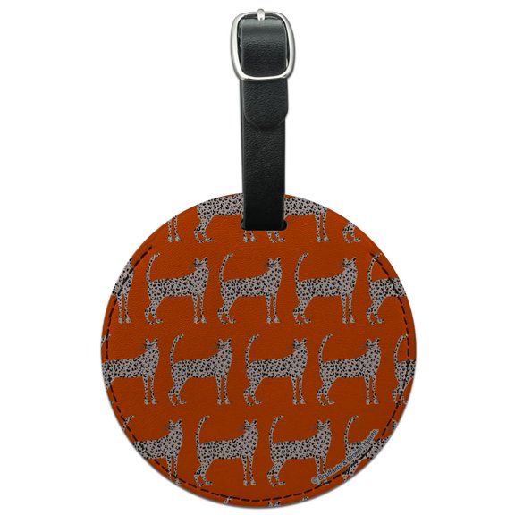 Cheeky Cheetahs Round Leather Luggage Card Suitcase Carry-On ID Tag