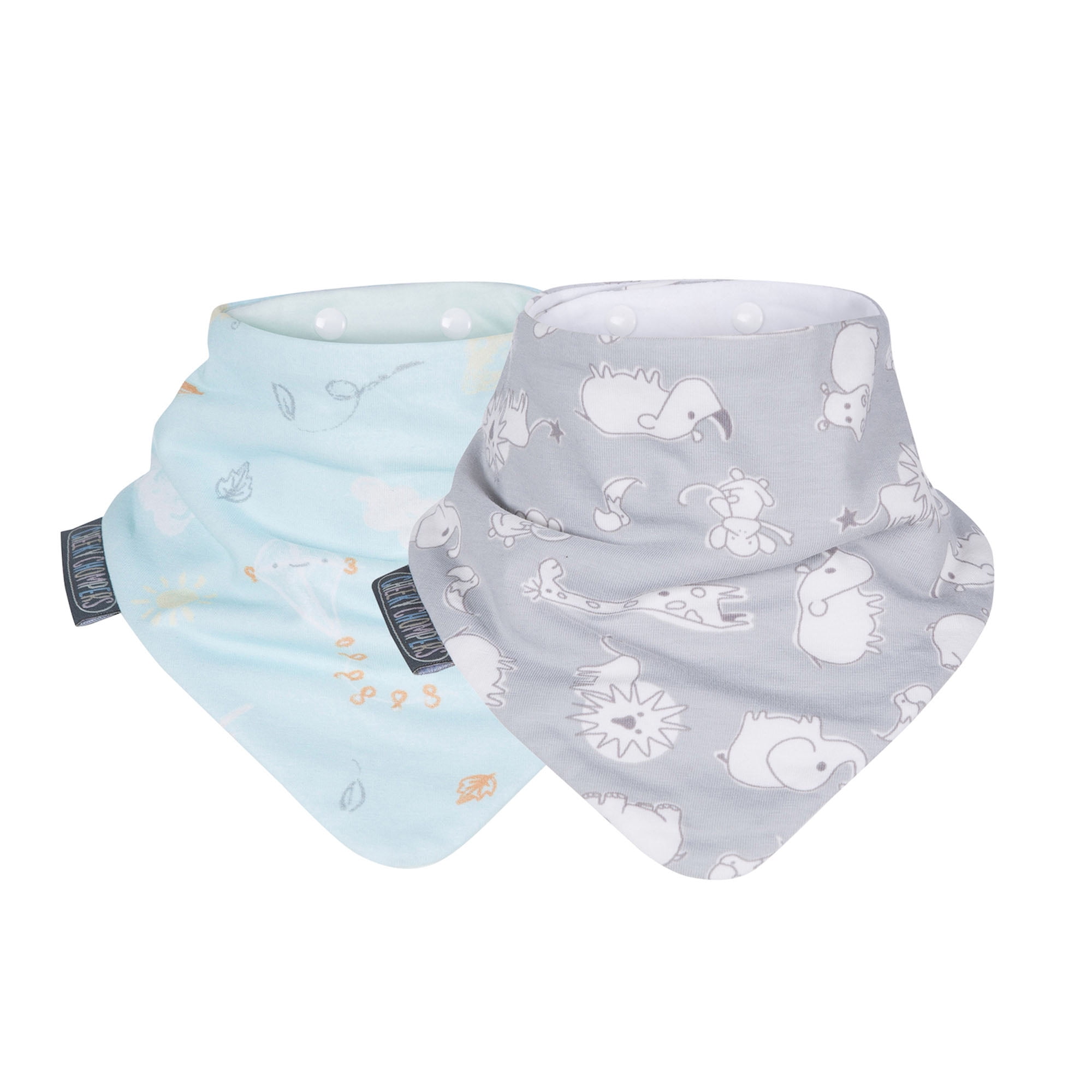 Cheeky Chompers Neckerbib Teething Bibs 2-Pack in Gray & Mint