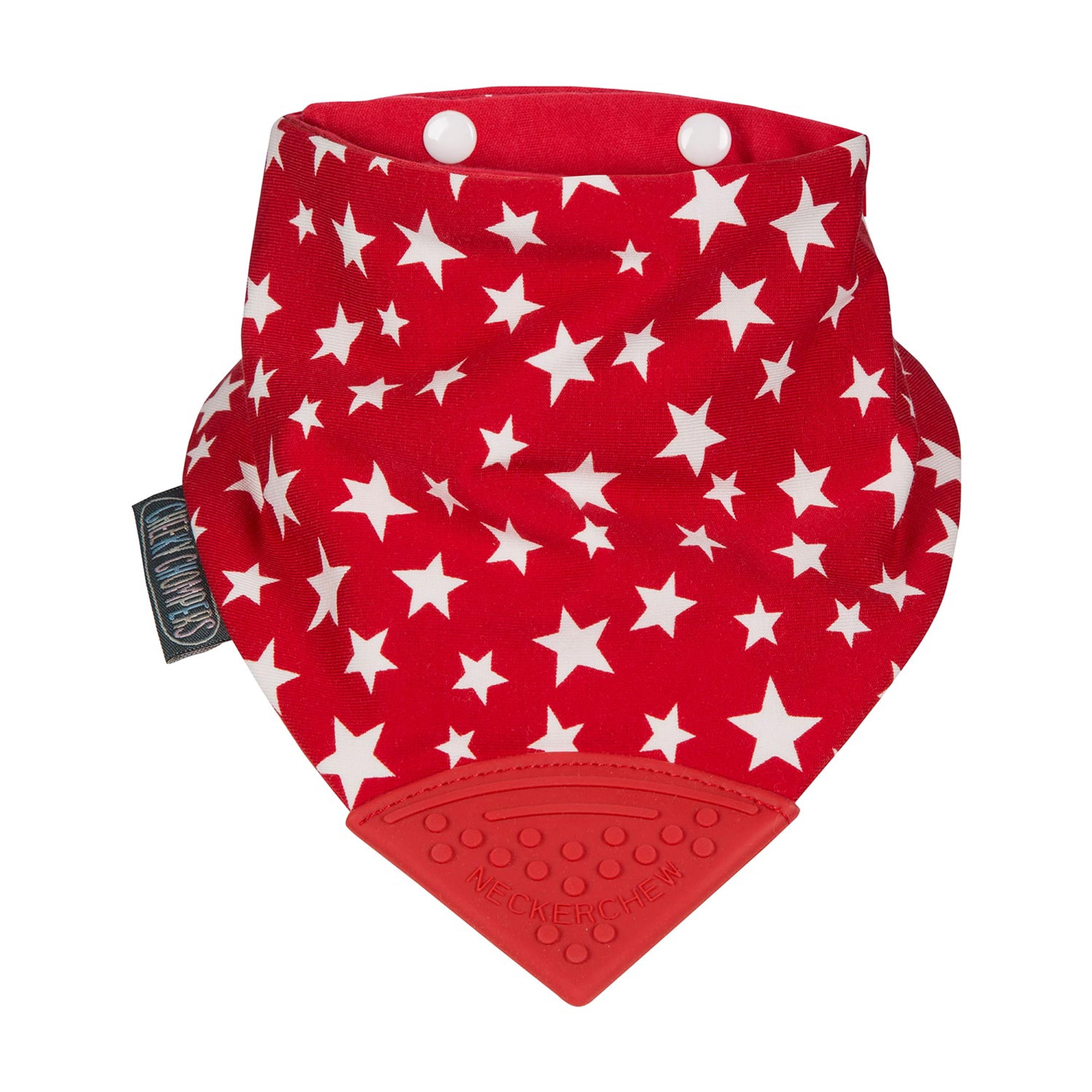 Cheeky Chompers Neckerchew Teething Bib in Red Stars