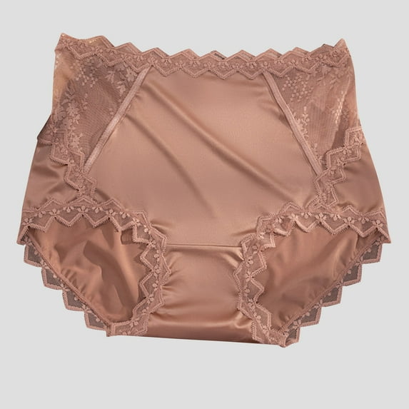 Cheeky Cotton Underwear for Women Women's Lace Underwear Mid-Waisted Ice Silk Full Cover Underwear Soft Satin High Waisted Panties Lightweight Breathable Underpant Briefs