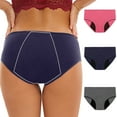 thumbnail image 1 of Cheeky Cotton Underwear for Women 3 Pack Period Underwear for Women Teens Leak-Proof Menstrual Cotton Protective Briefs Panties Navy S, 1 of 9