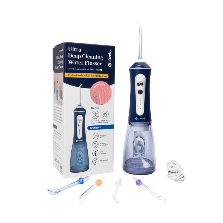 Cheeky Cordless Water Flosser with Removable 300 ml Tank, 5 Floss