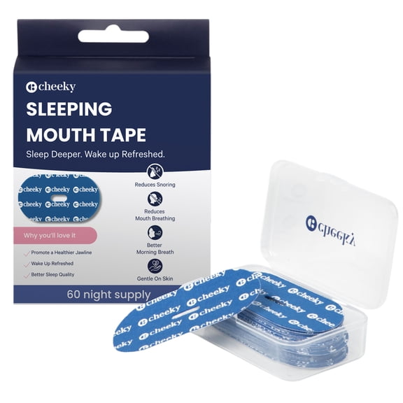 Cheeky Stretchable Mouth Tape for Sleeping with Travel Case, Breathable Cotton Strips, 120 Count