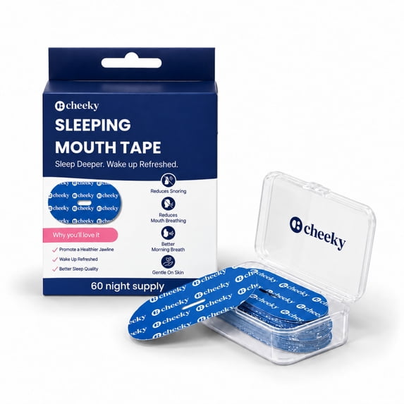 Cheeky Mouth Tape for Sleeping with Travel Case, Anti-Snoring Strips for Nasal Breathing, Blue , 60 Count