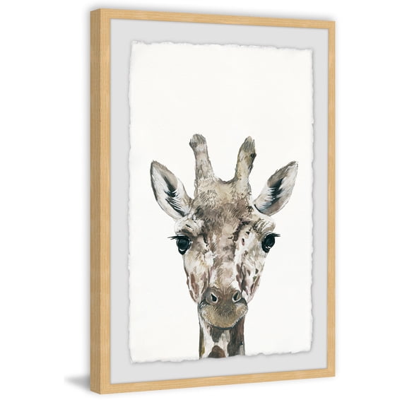 Cheeky Giraffe Framed Painting Art Print, 8.00" x 1.50"