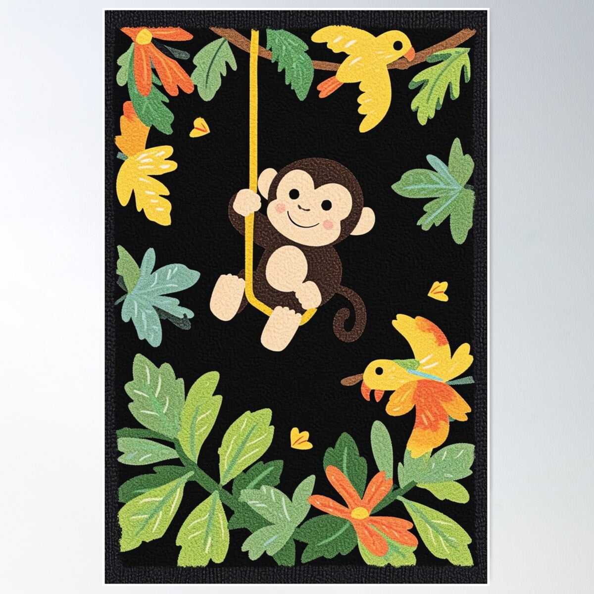 Cheeky Jungle Swing Poster Wall Art, Modern Wall Decor For Living Room