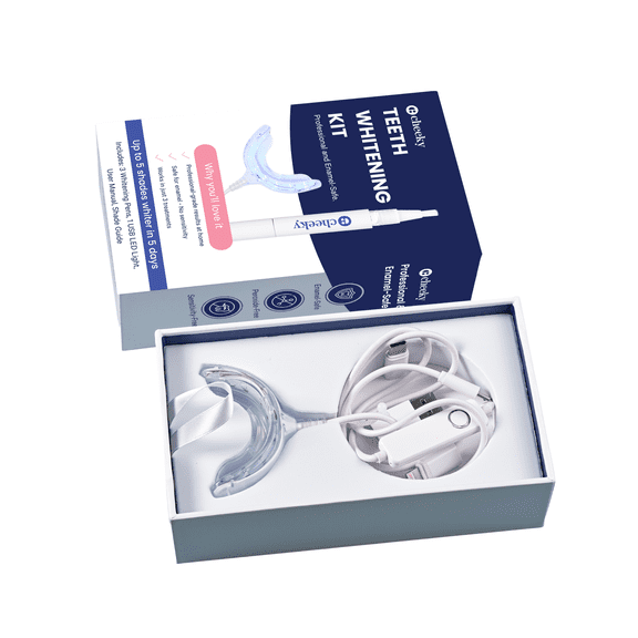Cheeky Teeth Whitening Kit with Whitening Gel and LED Mouthpiece, Enamel-Safe, 4-Piece Set