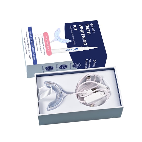 Cheeky Teeth Whitening Kit with Whitening Gel and LED Mouthpiece, Enamel-Safe, 4-Piece Set