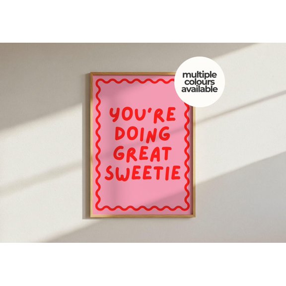 Cheeky Quote Print, Retro Wavy Typography Wall Art, Unframed Paper Poster 8x10in