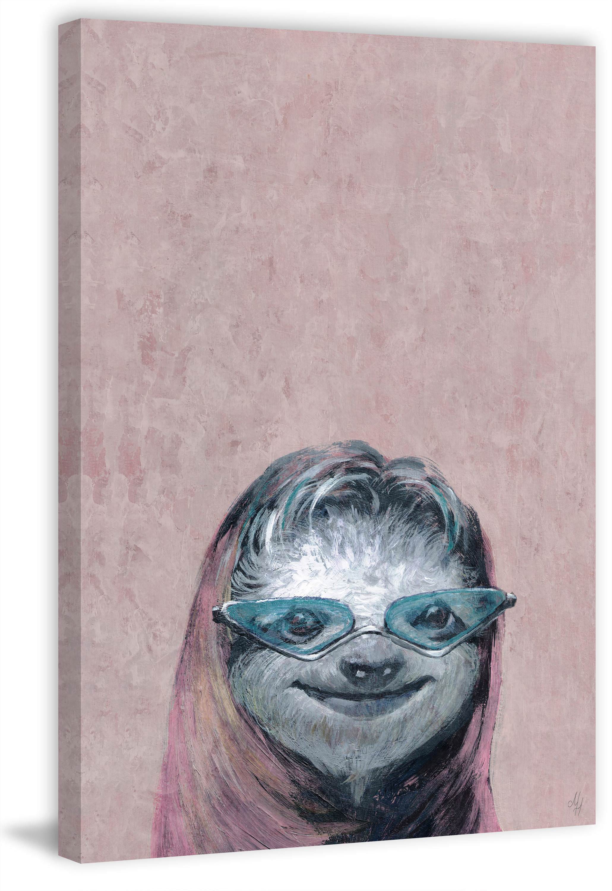 Cheeky Sloth Painting Print on Wrapped Canvas