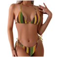 thumbnail image 1 of Cheeky Two Piece Swimsuit Womens String Bikini Sets for Women Printed Backless Halter Bikinis Thong Bathing Swimwear, Green, S, 1 of 7
