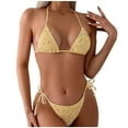 thumbnail image 1 of Cheeky Two Piece Swimsuit Womens String Bikini Sets for Women Printed Backless Halter Bikinis Thong Bathing Swimwear, Yellow, S, 1 of 7