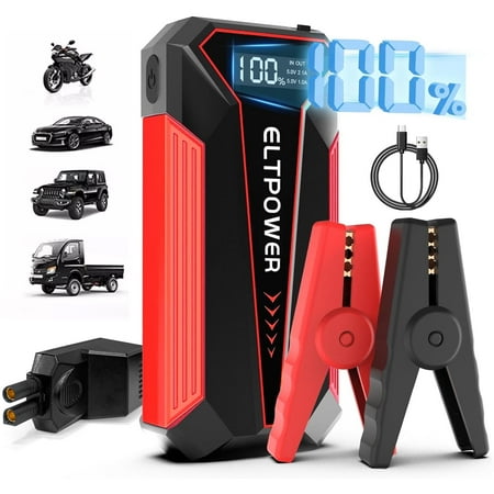 Cheelom Car Jump Starter,2000A Peak 12V Battery Jump Box with Quick Charge Out, up to 9L Gas 7L Diesel, Portable Battery Booster Pack Power Bank,9.05*5.11*1.76 in