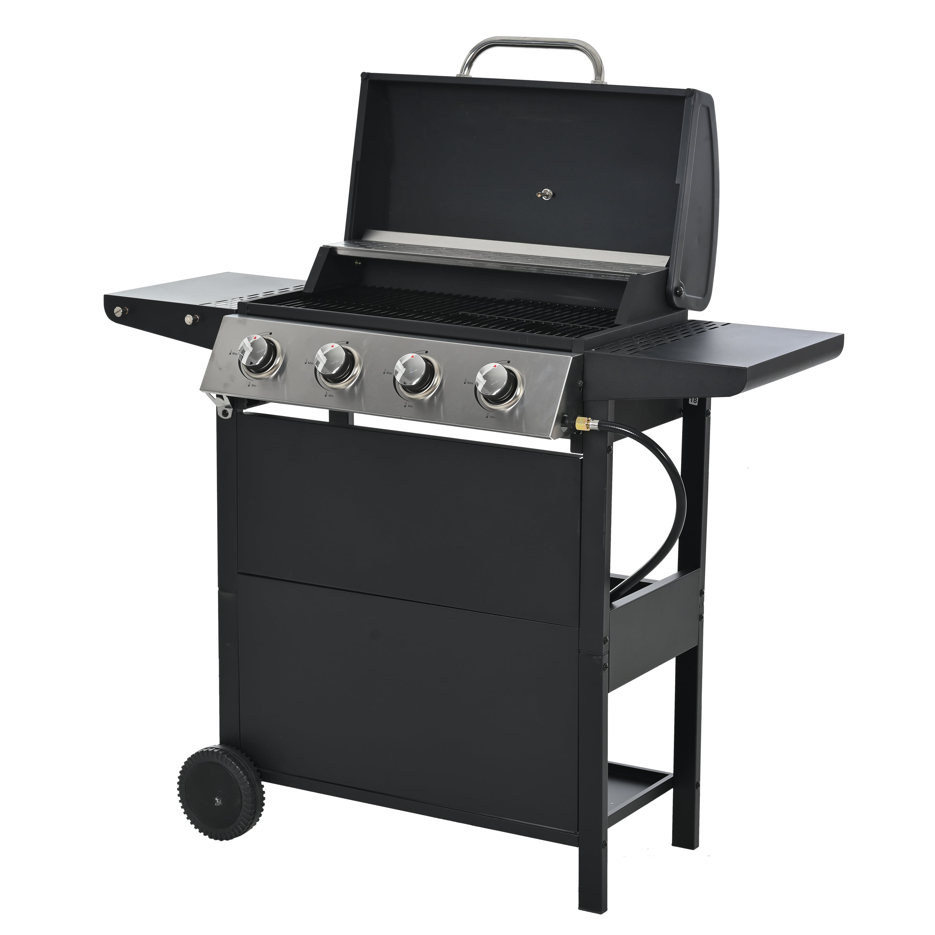 Cheelom 4 Burner Propane Gas Grill, Stainless Steel with Two Shelves and Thermometer 34200B Outdoor BBQ Camping GrillTU
