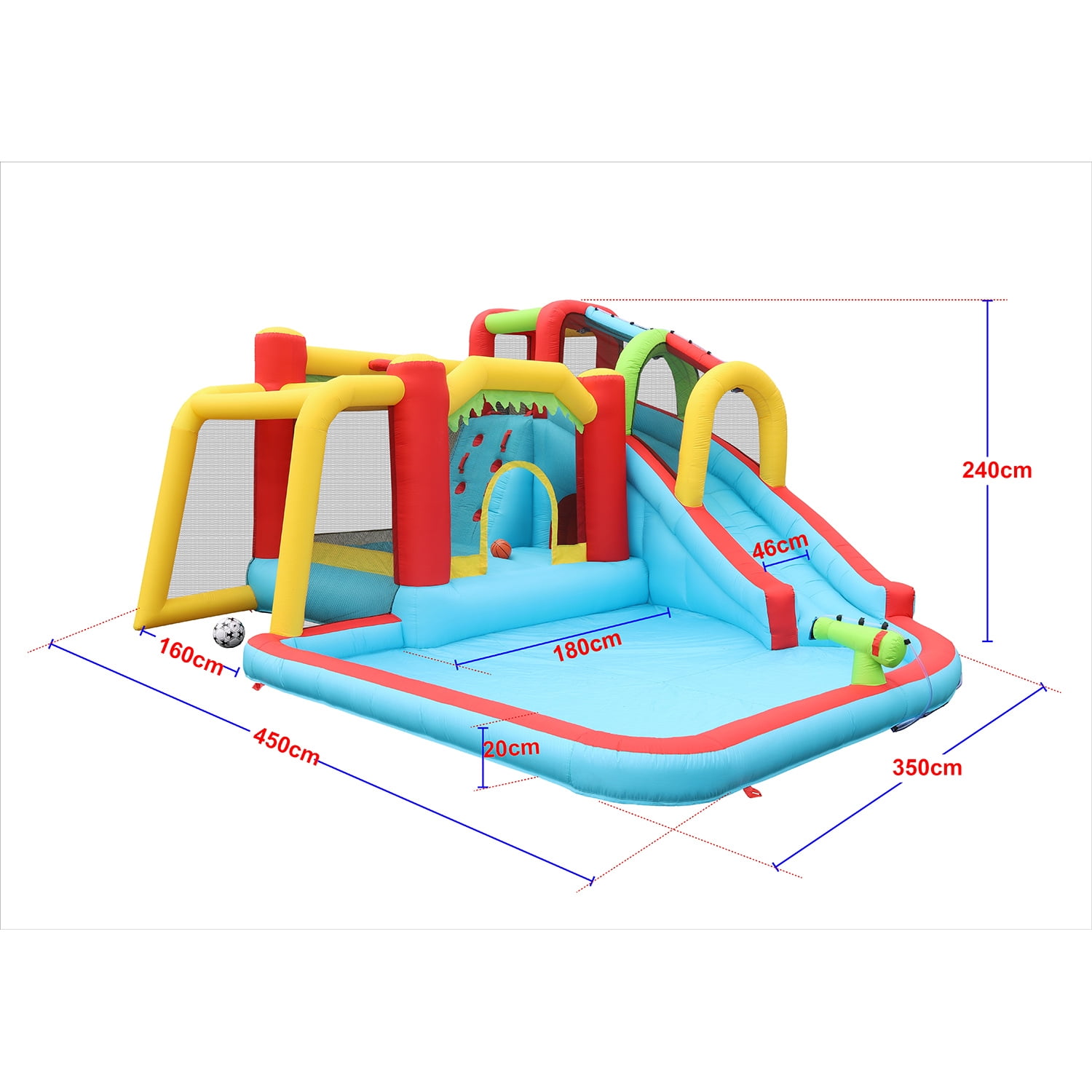 Cheelom 7 in1 Inflatable Slide Water Park Bouncing House Outdoor Soccer ...