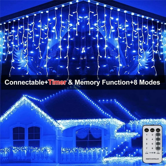 Cheelom Curtain Icicle Lights Wedding Party 96LED Fairy Christmas Indoor Outdoor