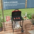 Cheelom Outsunny 17" Portable Charcoal Grill with Wheels, 2 Side Tables