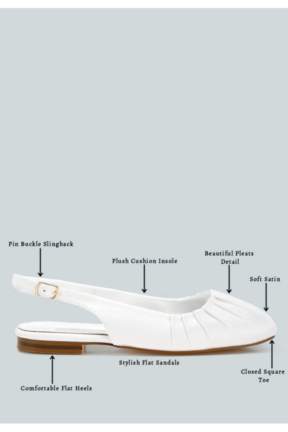 Cheeni Satin Square Toe Flat Slingbacks