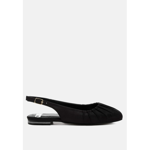 Cheeni Satin Square Toe Flat Slingbacks