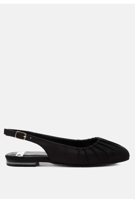 Cheeni Satin Square Toe Flat Slingbacks