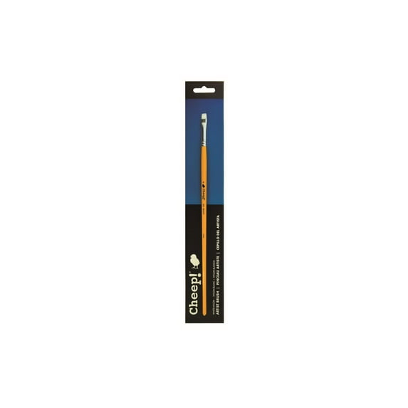 Cheep! White Nylon LH Bright #4 Paint Brush with Wood Handle - paint brushes for Acrylic , Oil or Watercolor - Face application, Nail Art