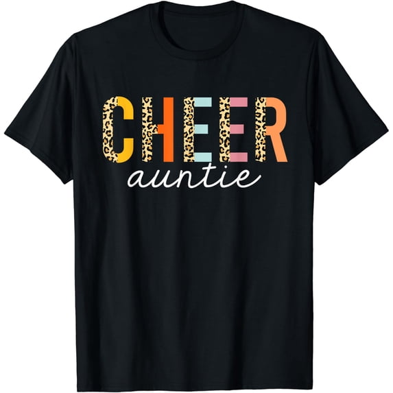 Cheer Auntie Leopard Cheerleader Girl Cheerleading Aunt T-Shirt