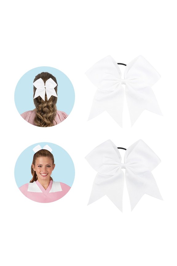 Cheer Bows for Cheerleaders Cheerleading Bows 2 Pcs 8 Inch Large White Hair Bow Scrunchies Ribbon Ties School Sports Softball Cheerleader Bows Hair Accessories Gifts for Girls Women