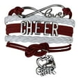 thumbnail image 1 of Cheer Bracelet - Cheerleading Charm Infinity Bracelet - Cheer Jewelry for Cheerleader, Cheer Team, or Team (Maron, White), 1 of 7