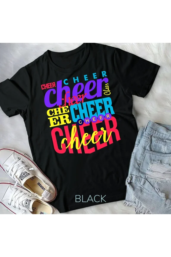 Cheer Cheerleading Cheerleader Typography Collage Unisex Tshirt
