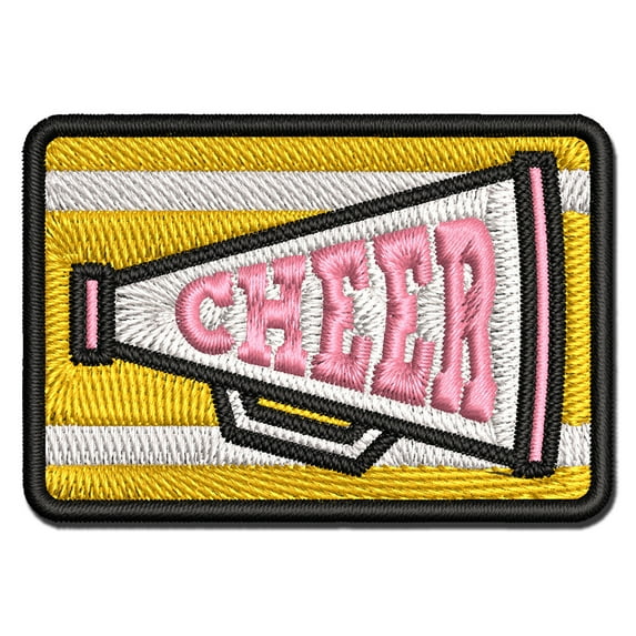 Cheer Cheerleading Fun Text Applique Multi-Color Embroidered Hook & Loop Patch - 2.5 Inch Small