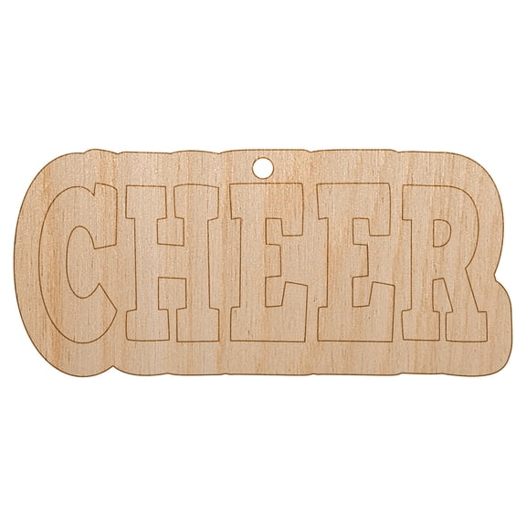 Cheer Cheerleading Fun Text Wood Holiday Christmas Tree Ornament Unfinished DIY Pre-Drilled Craft