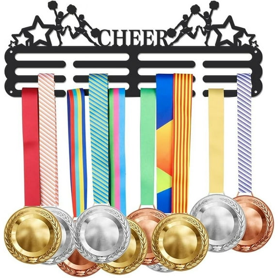 Cheer Cheerleading Medal Holder Pentagram Medals Display Rack Sturdy Steel Metal Holder Wall Mount No Hooks Over 60 Medals