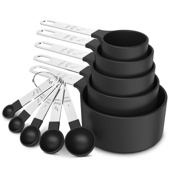 Cheer Collection 10-Piece Measuring Cups & Spoons Set  Stainless Steel Handles, Nesting Design, Dishwasher Safe, BPA-Free