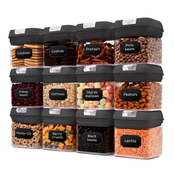 Cheer Collection 12 Piece Food Storsage Containers, .5L - Black
