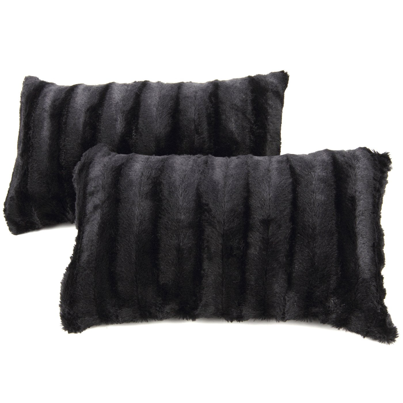 Orange Faux Fur Decorative Throw Pillow Set