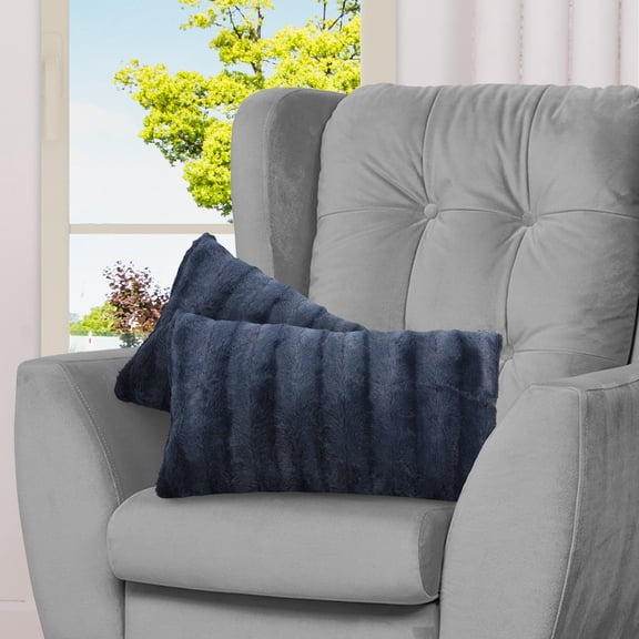 Cheer Collection 12" x 20" Decorative Throw Pillows, Blue - Set of 2