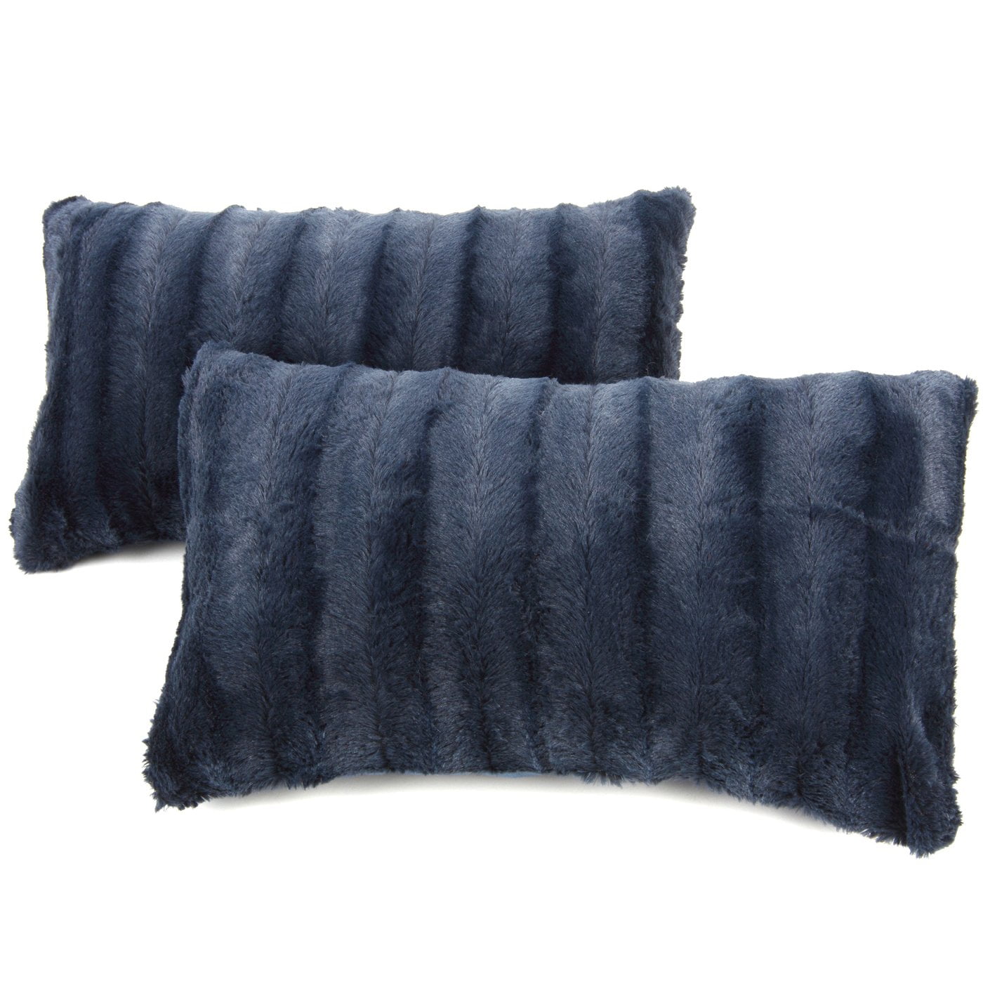 Bright Orange Faux Fur Decorative Throw Pillows Set of 2